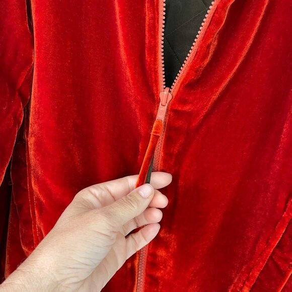 Vintage Womens Reversible Jacket Size Large Velvet Burnt Orange Brown Quilted - Picture 8 of 16